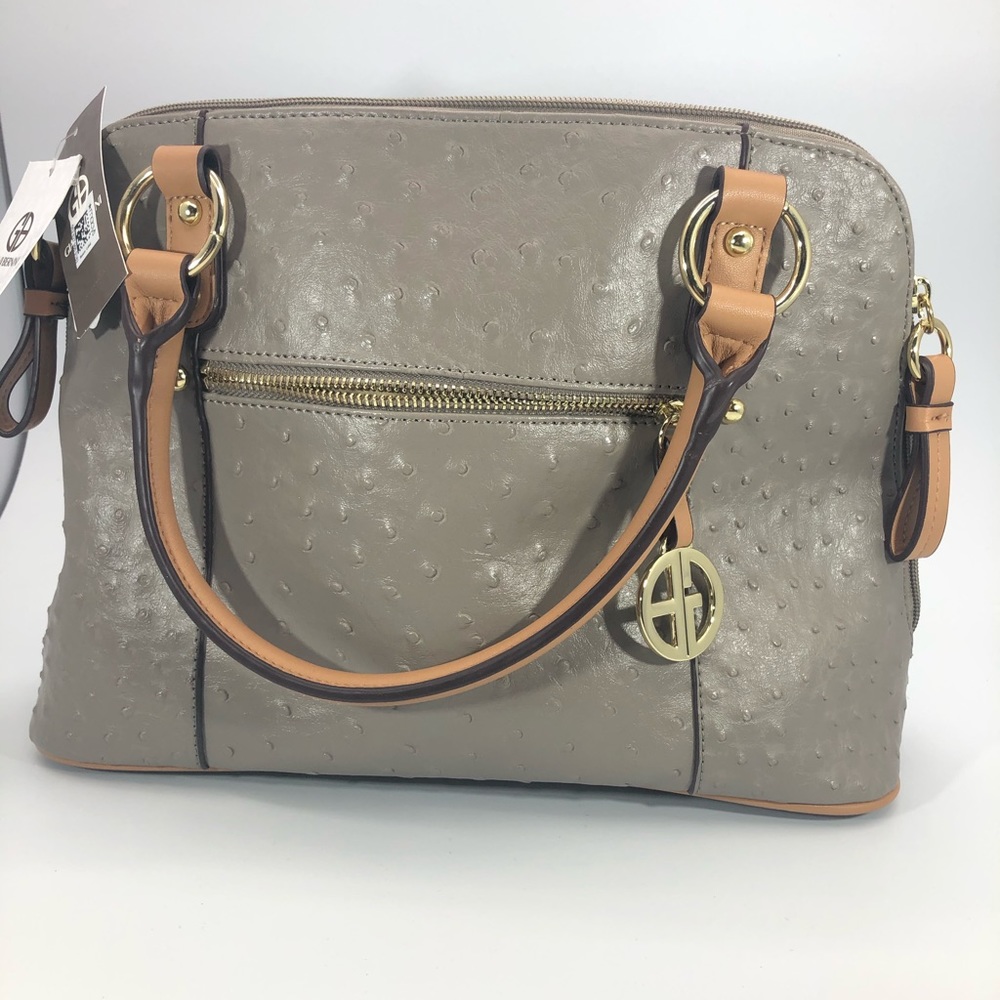 Giani Bernini Faux Ostrich Dome Satchel - Tan